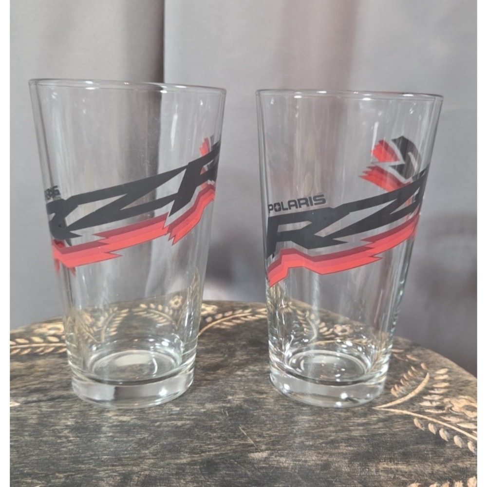 Polaris Razor RZR Black Red Logo  Graphics  Drinking Beer Pink Glasses Set of‎ 2